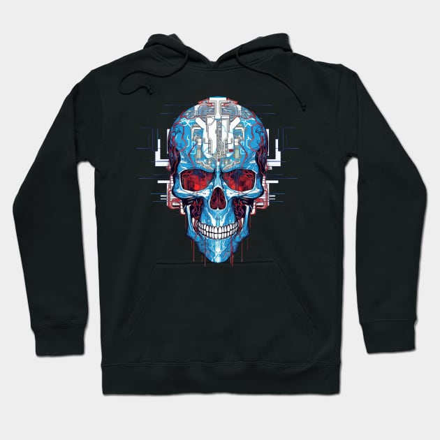 Circuit board skull Hoodie by RosaliArt